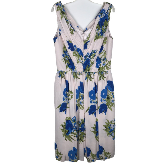 Boden Serena Fit & Flare Dress Flowy Pink Blue Floral V-Neck Lined Sz US 4 UK 8 - Picture 2 of 15